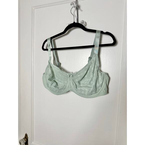 Glamorise Bra 46C Full Coverage 9855 Lace Comfort WonderWire Underwire Sage NWOT - Picture 1 of 8
